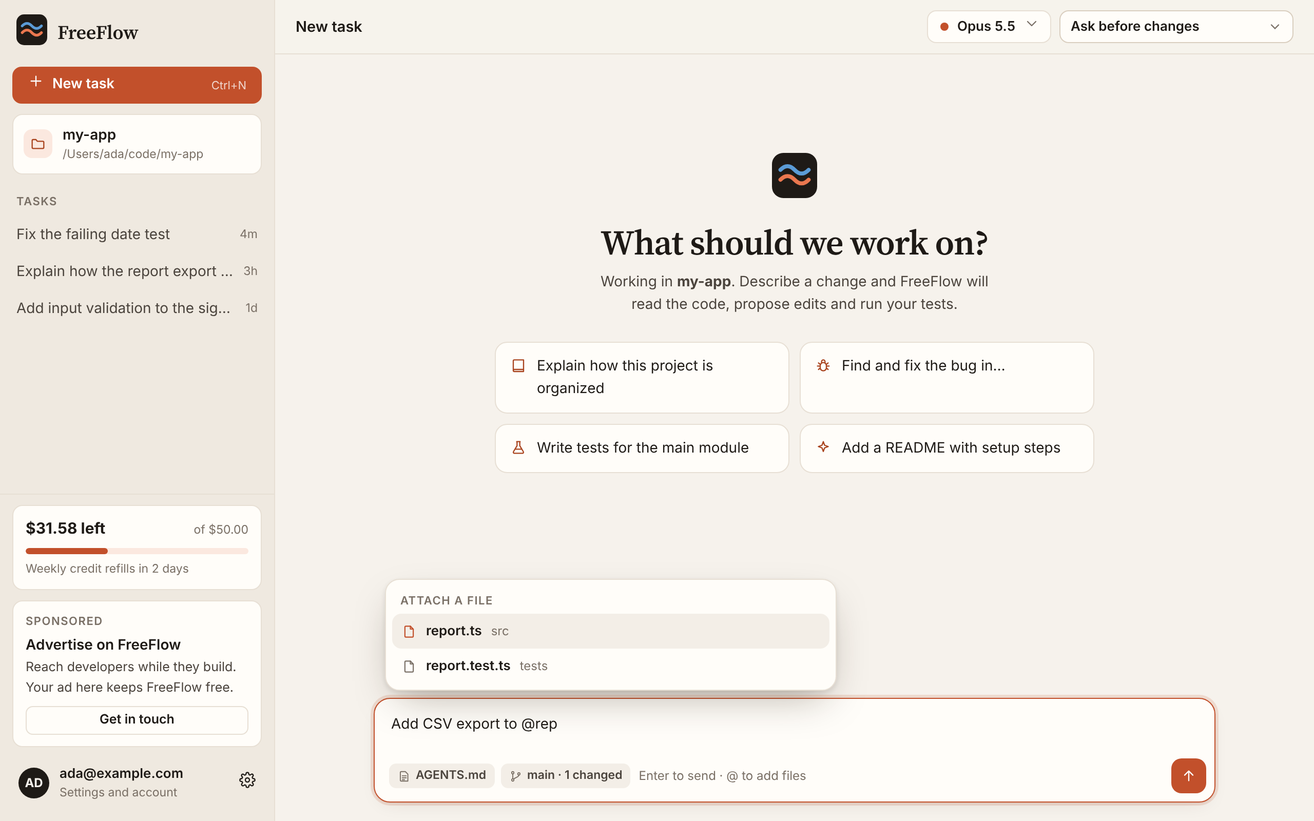 FreeFlow Harness: Attaching files to a message